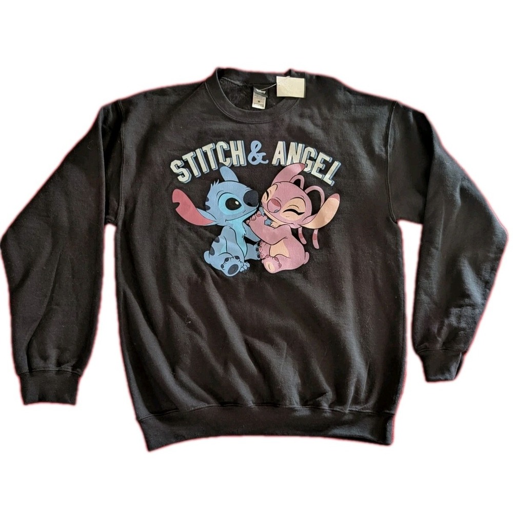 Disney Lilo and Stitch & Angel Black Pullover Sweatshirt JT22250 Adult Medium